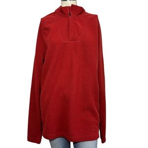 REI burnt orange red fleece quarter zip jacket
